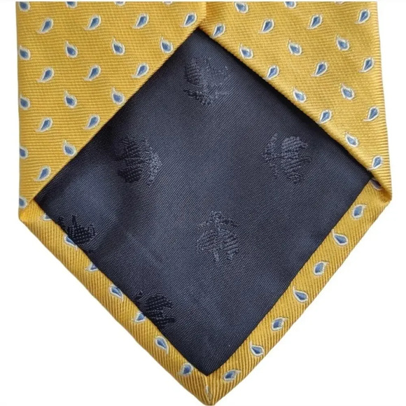Brooks Brothers 346 Silk Tie Yellow Geometric Print Classic Preppy - Picture 2 of 4